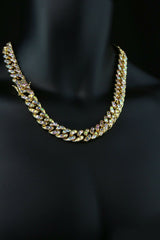 High Fashion Gold Plated AB 2 Row Cuban Tennis Chains & Cz Shark Flooded Pendant