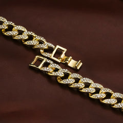 Cactus Letter Cubes Cz 4 Pcs Set Barb Wire Spike Chain, Tennis Chain & Miami Cuban Chain Bundle Gold PT