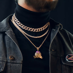 PP 24 Legend 4 Pcs Set Cuban, Tennis & Rope Chain Bundle Gold PT