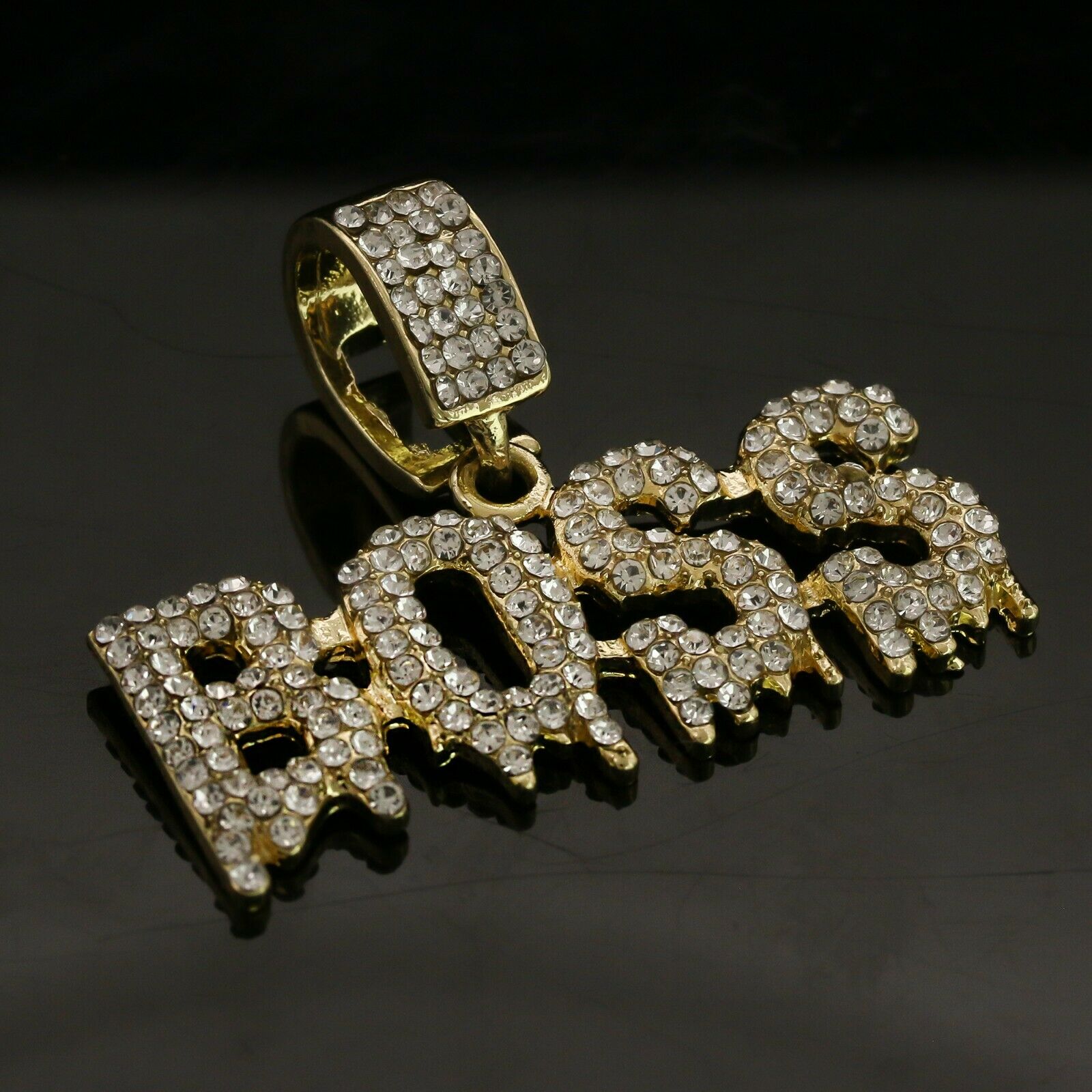 14k Gold Plated Hip-Hop Cz Drip Boss Pendant 20" Choker Rope Chain Necklace