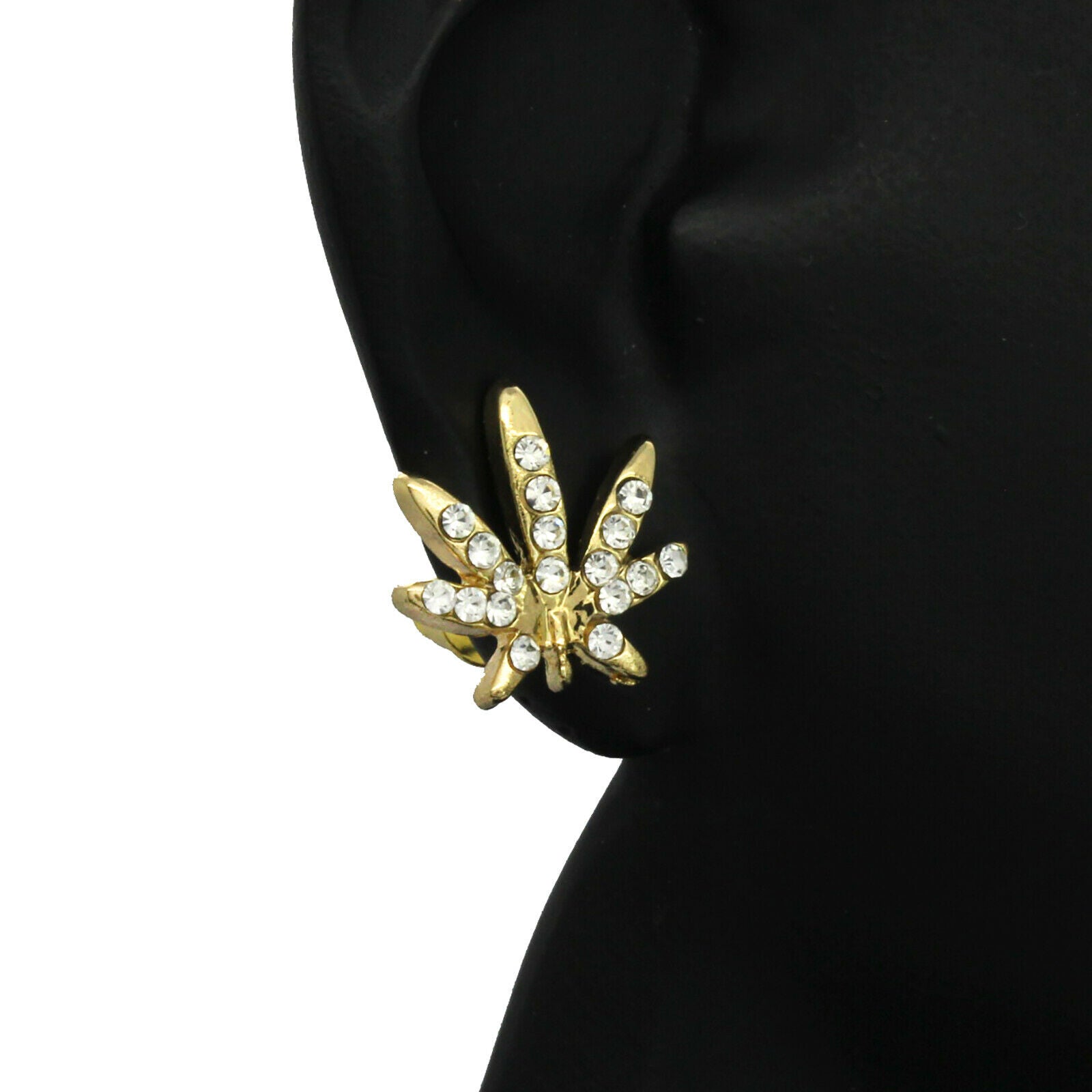 Cz Marijuana GOLD FILLED EARRINGS
