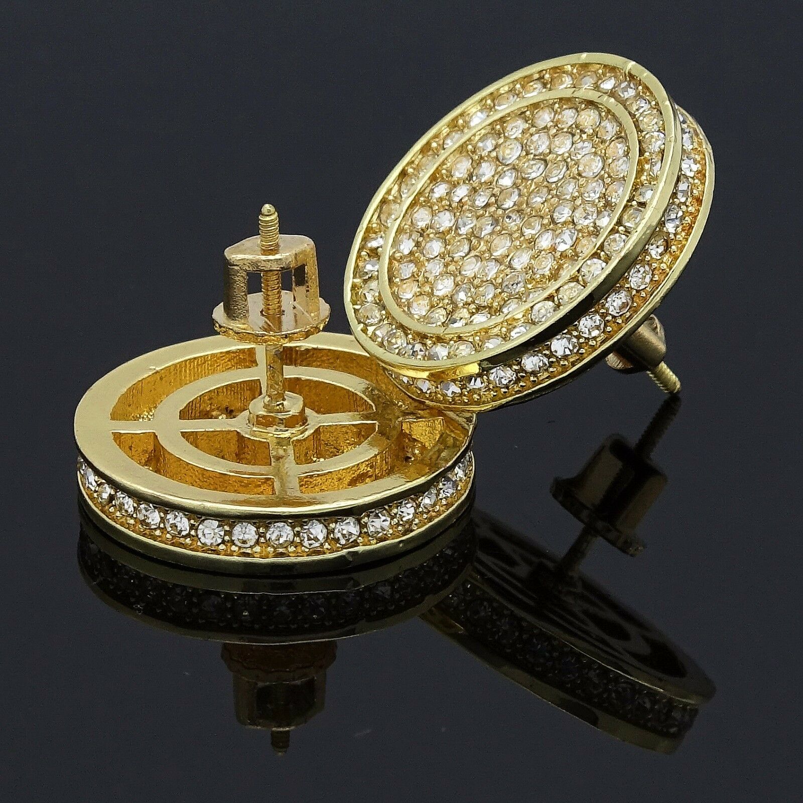 Screw Back 17mm Iced Out Circle Round