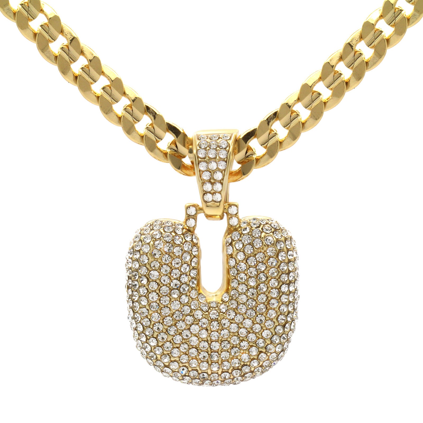 CUBAN CHAIN ALPHABET PENDANT BUBBLE A-Z