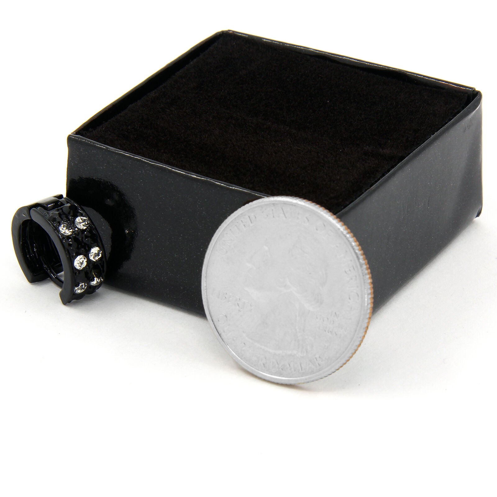 Black & Clear Cz Huggie Hoop