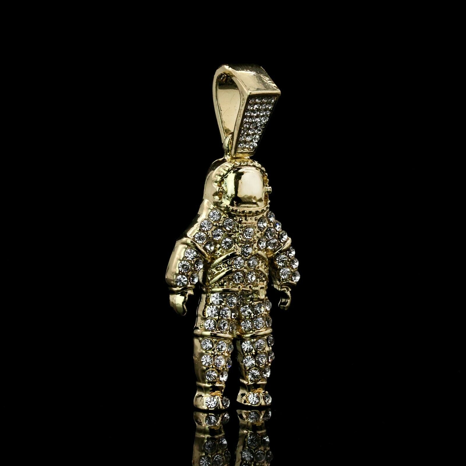 Space Man 4 Pcs Set Clear Cz Cuban, Tennis & Rope Chain Bundle Gold PT
