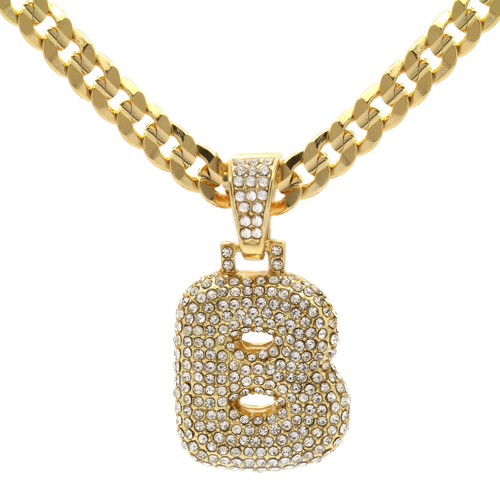 CUBAN CHAIN ALPHABET PENDANT BUBBLE A-Z