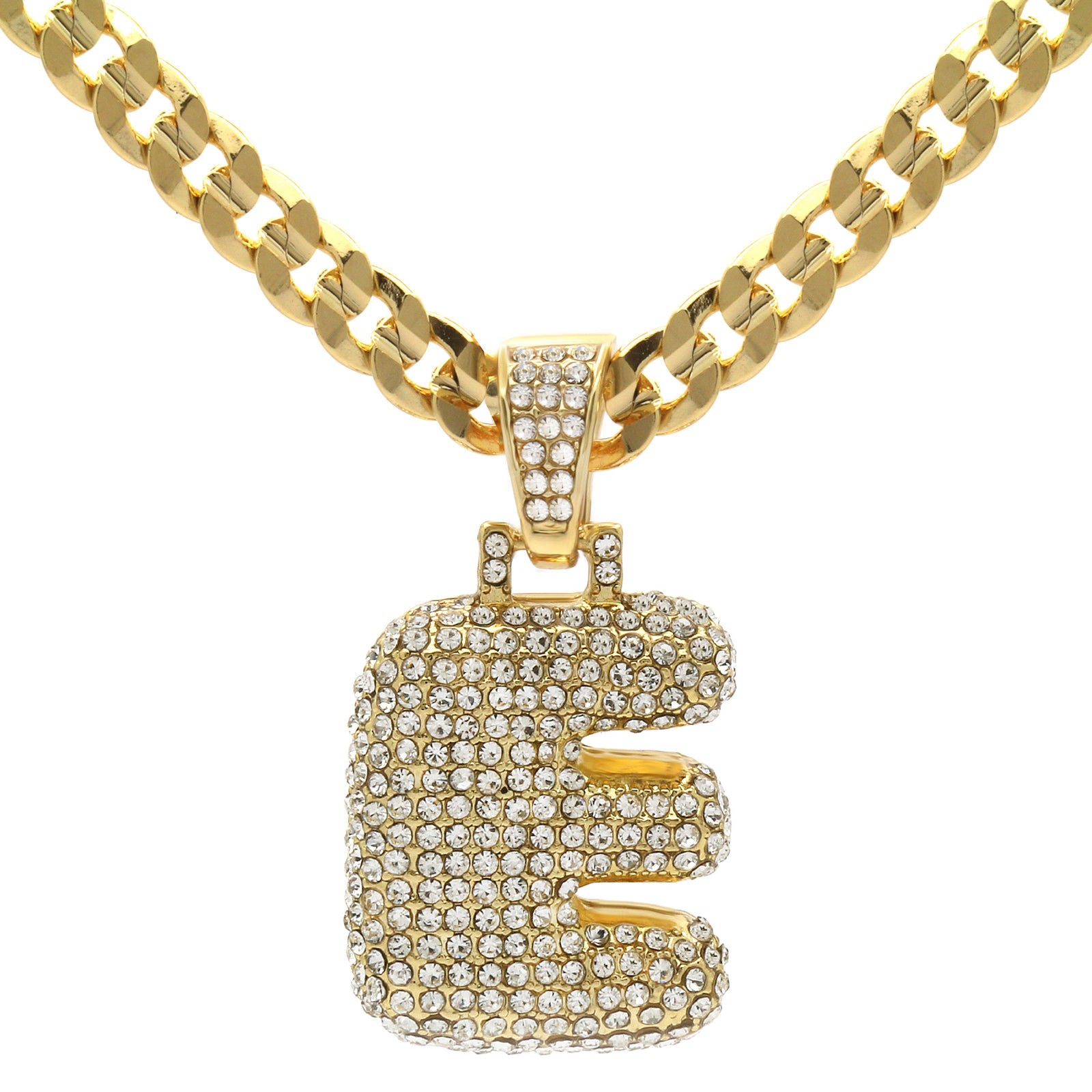 CUBAN CHAIN ALPHABET PENDANT BUBBLE A-Z
