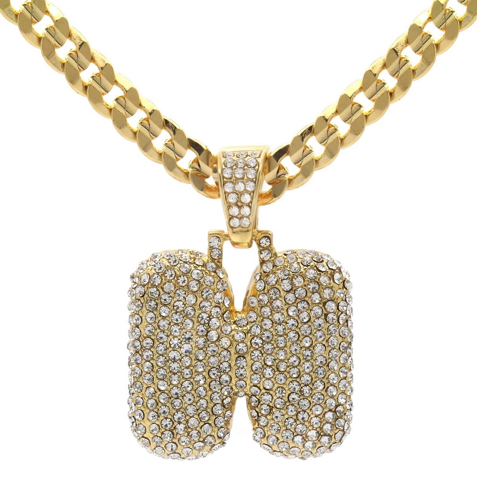 CUBAN CHAIN ALPHABET PENDANT BUBBLE A-Z