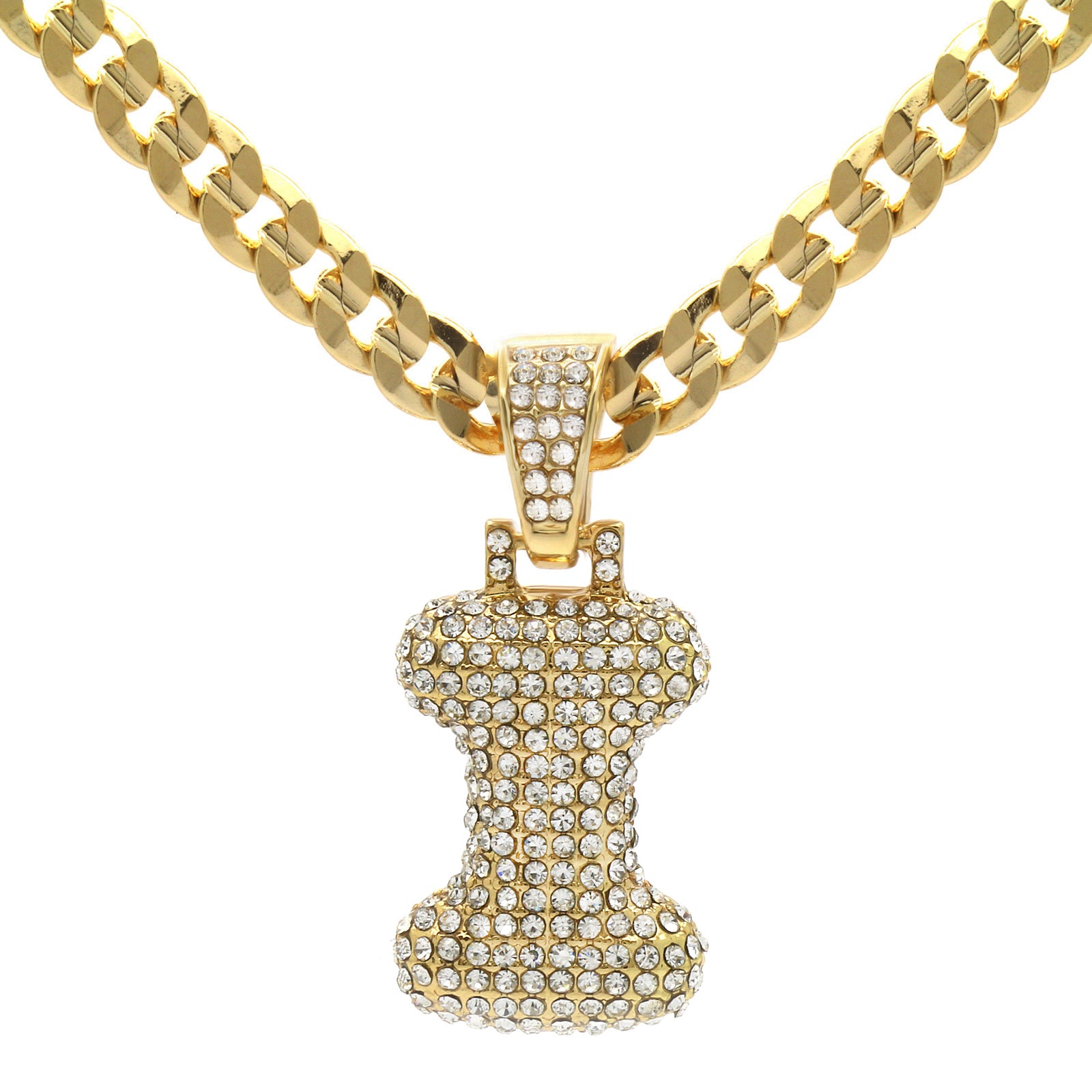 CUBAN CHAIN ALPHABET PENDANT BUBBLE A-Z