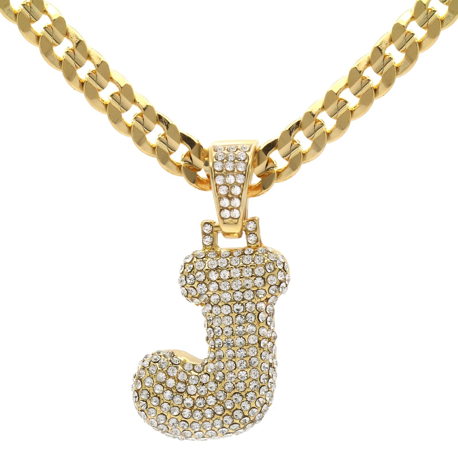 CUBAN CHAIN ALPHABET PENDANT BUBBLE A-Z