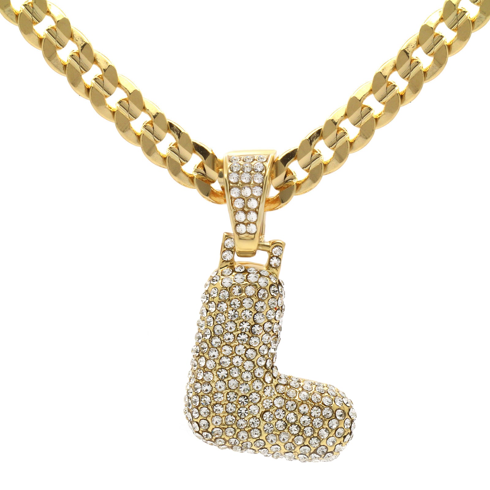 CUBAN CHAIN ALPHABET PENDANT BUBBLE A-Z