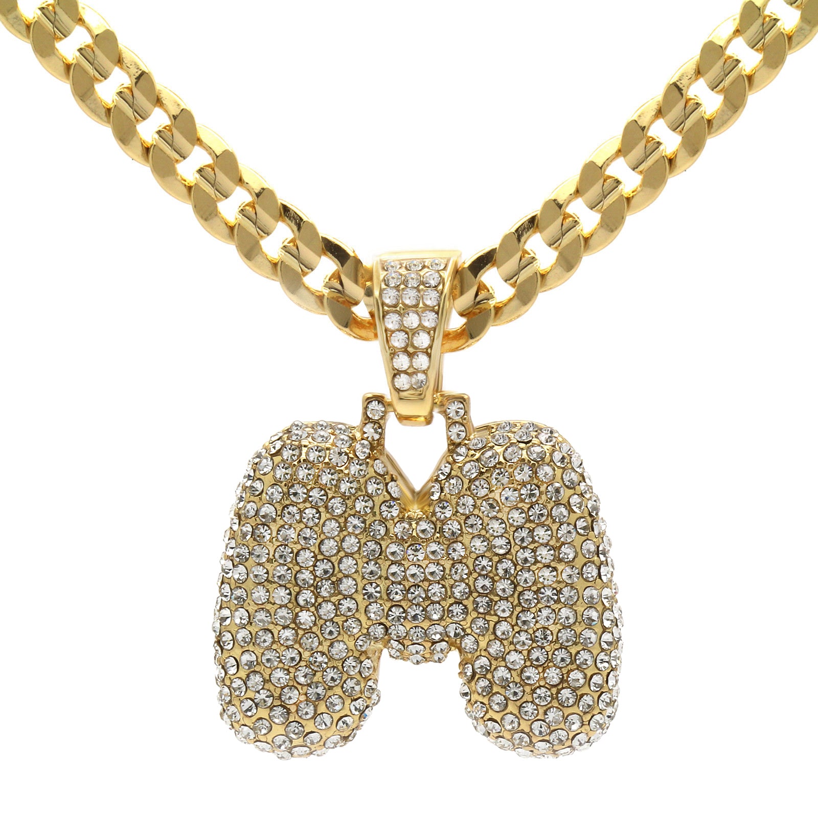 CUBAN CHAIN ALPHABET PENDANT BUBBLE A-Z