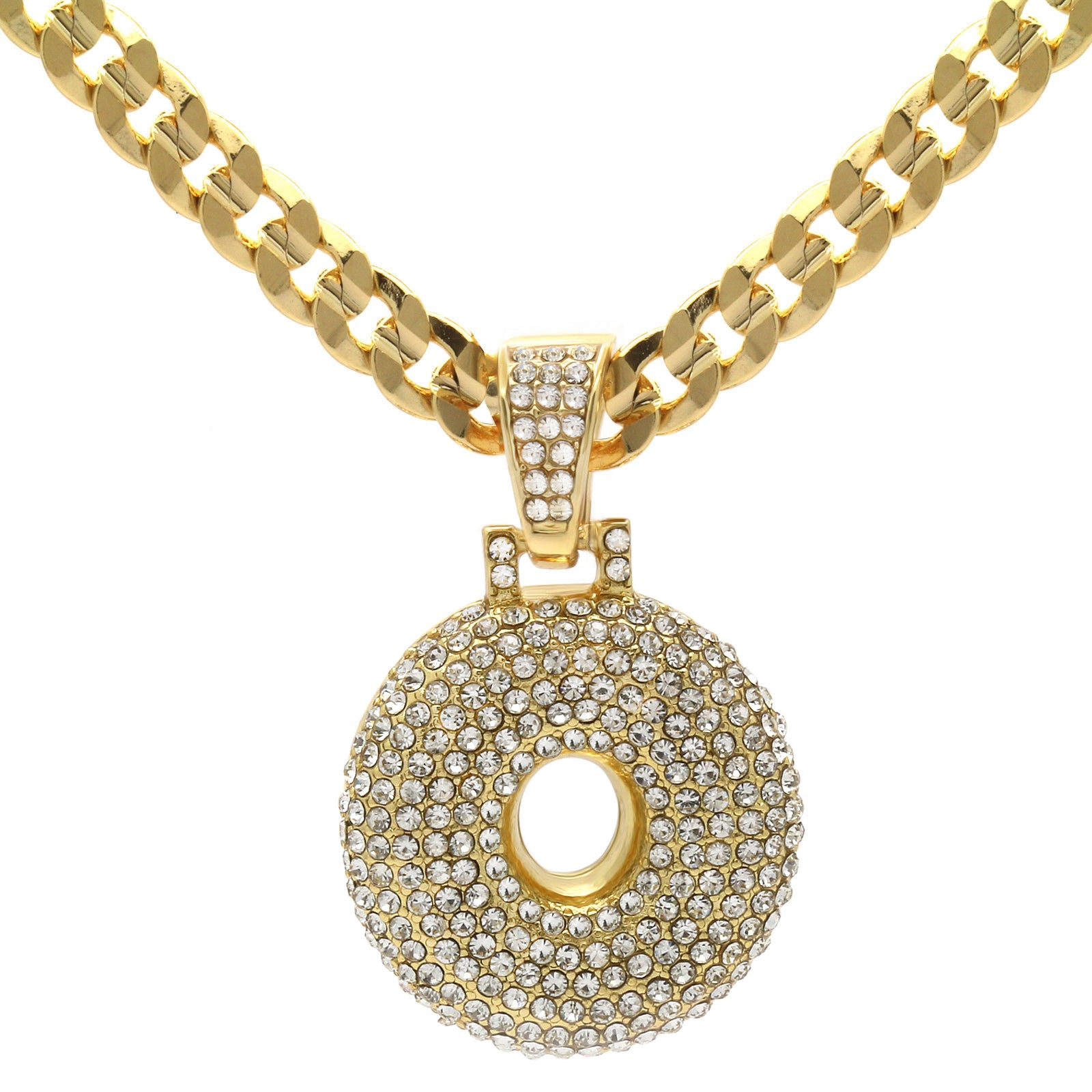CUBAN CHAIN ALPHABET PENDANT BUBBLE A-Z