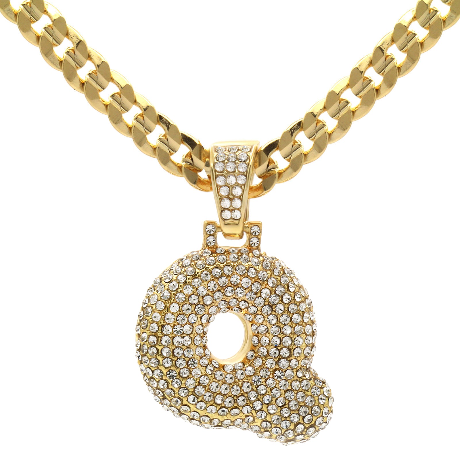 CUBAN CHAIN ALPHABET PENDANT BUBBLE A-Z