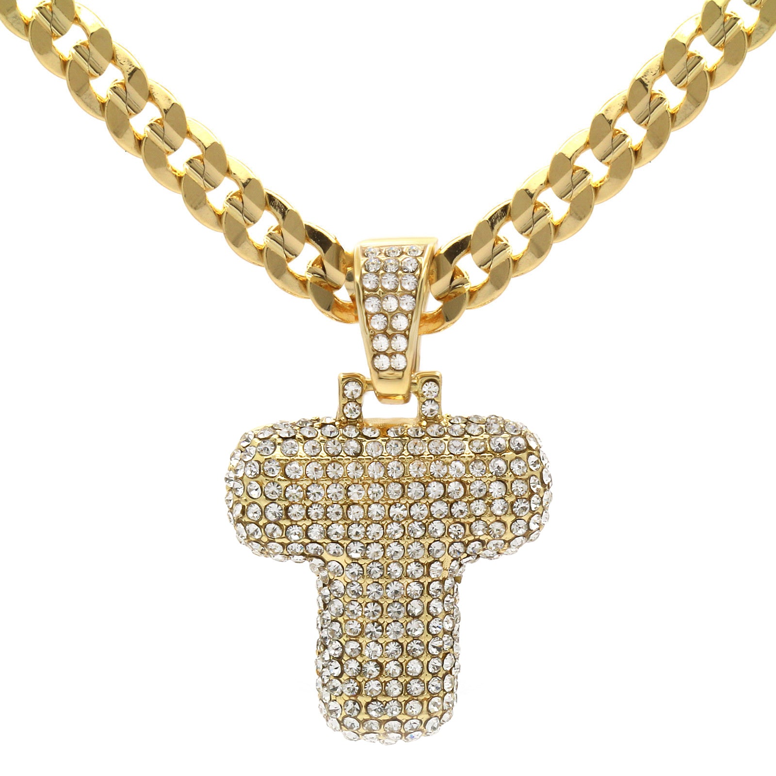 CUBAN CHAIN ALPHABET PENDANT BUBBLE A-Z