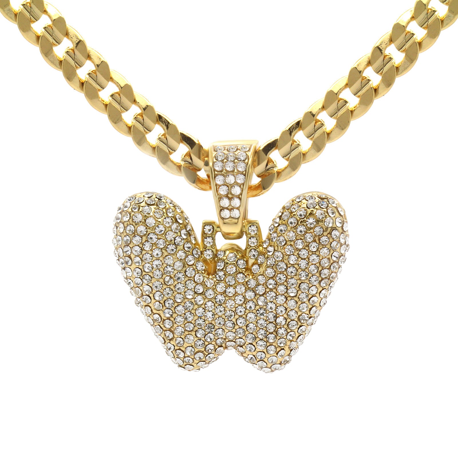 CUBAN CHAIN ALPHABET PENDANT BUBBLE A-Z