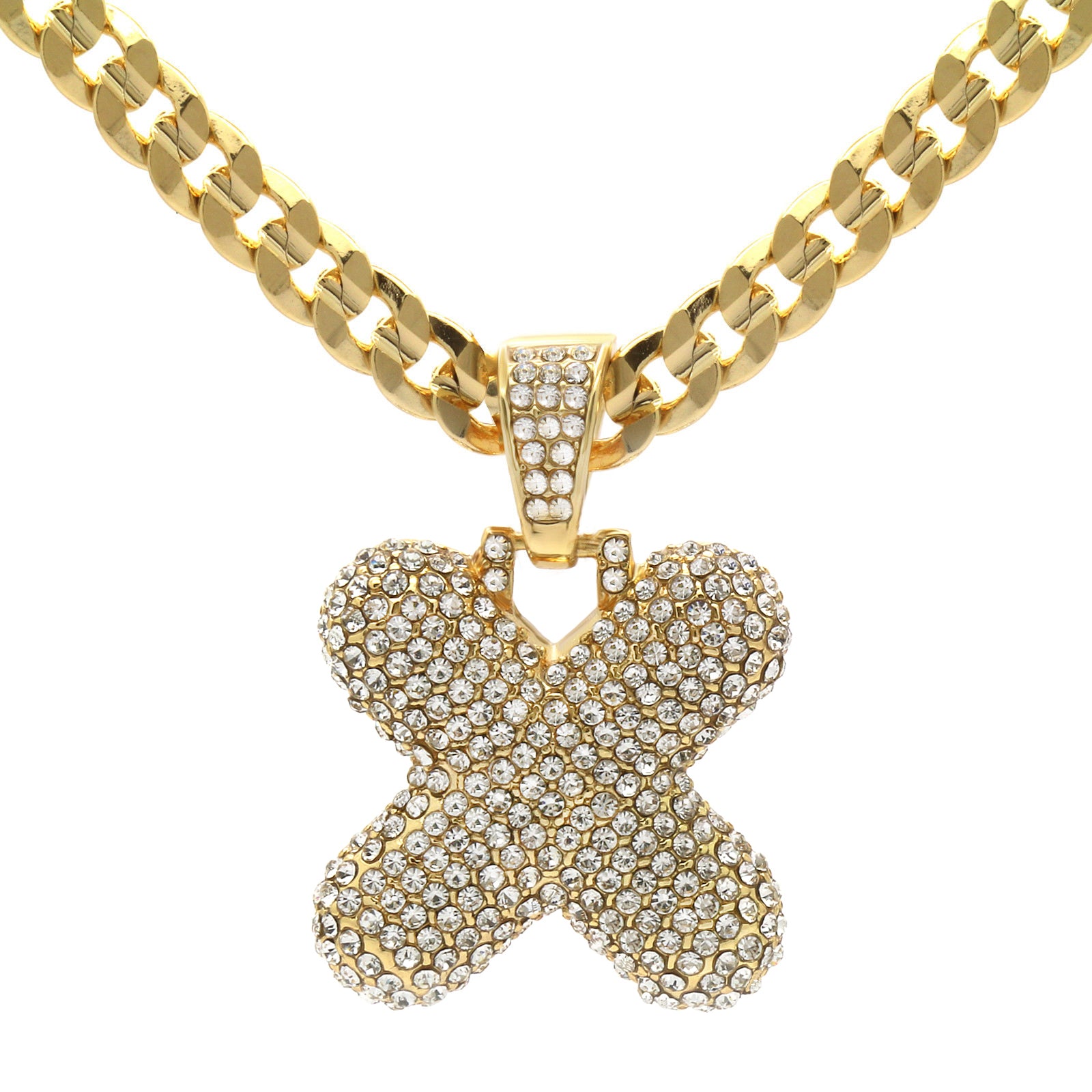 CUBAN CHAIN ALPHABET PENDANT BUBBLE A-Z