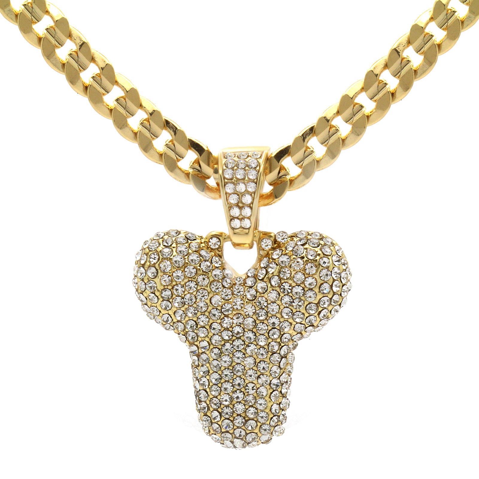 CUBAN CHAIN ALPHABET PENDANT BUBBLE A-Z
