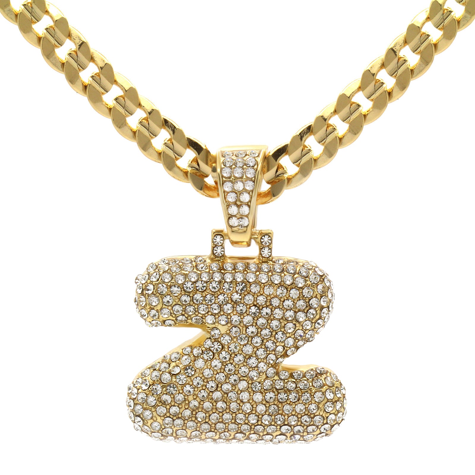 CUBAN CHAIN ALPHABET PENDANT BUBBLE A-Z