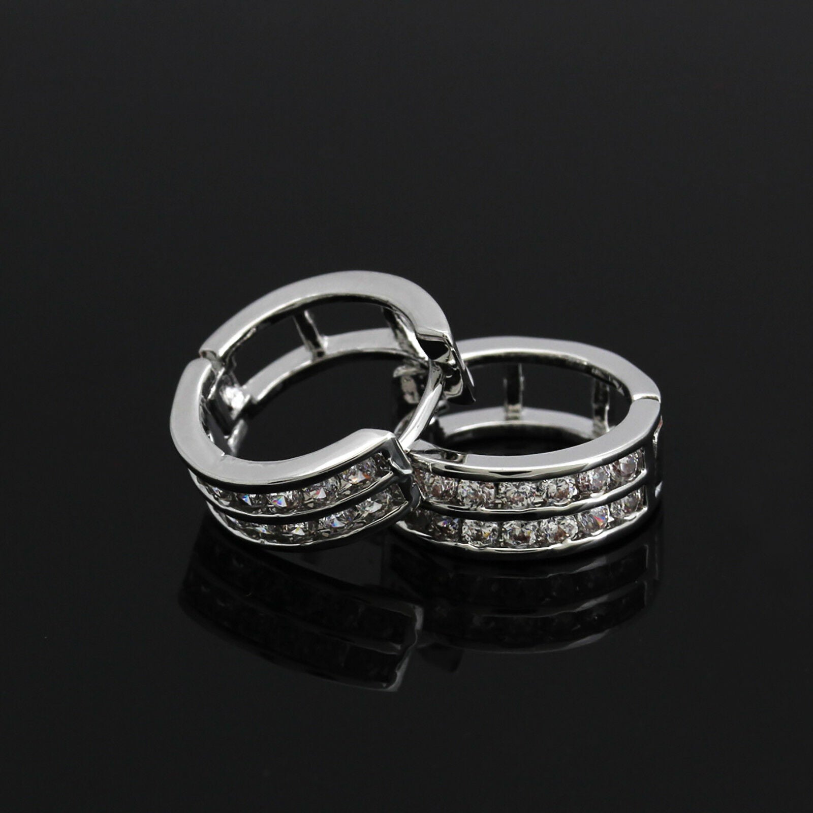Huggie Hoop 2 Row SILVER FILLED EARRINGS