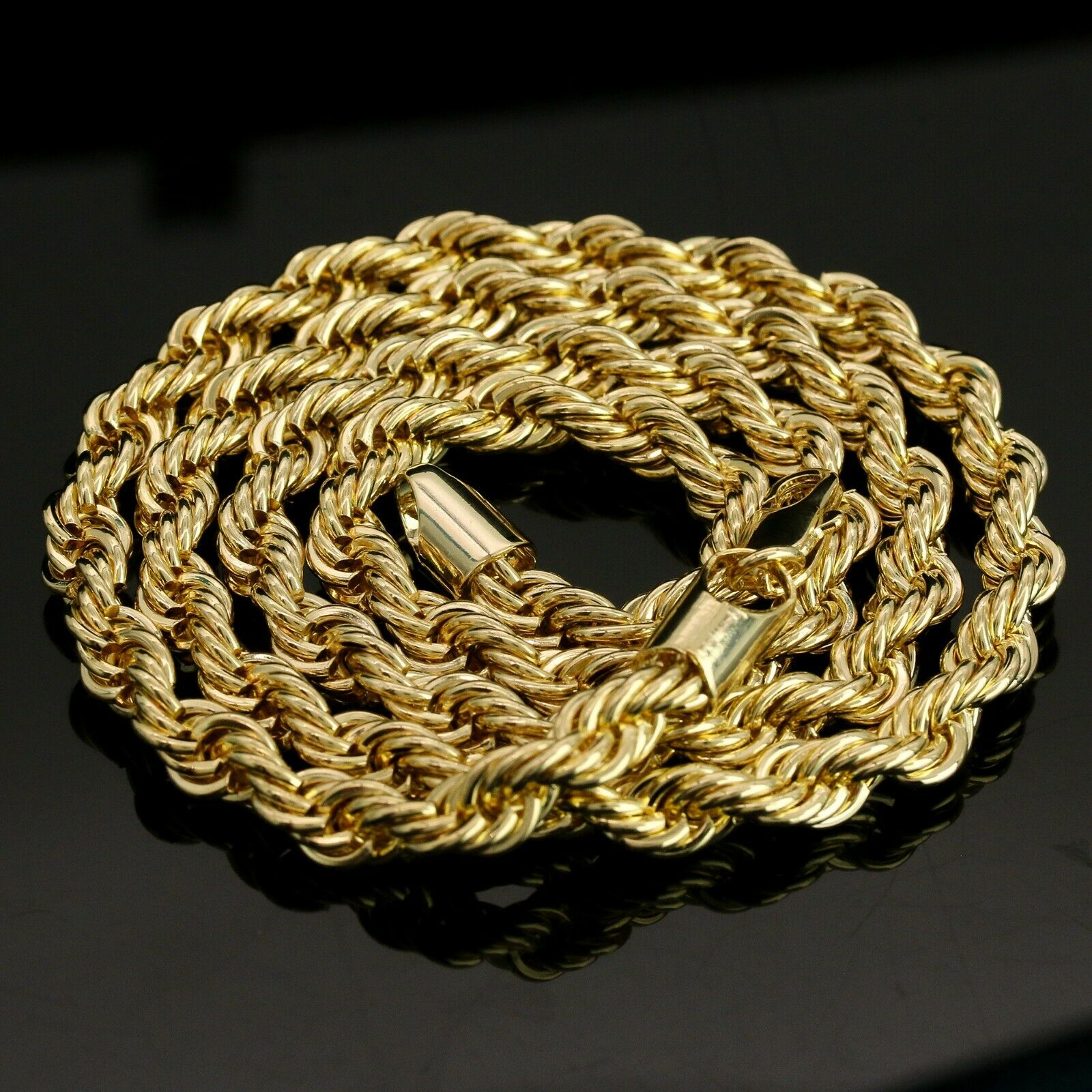 Plain Wide Oval Guadalupe Pendant 14k Gold PT 20" Cuban & Rope Chain