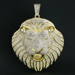 3pc Set Huge XXL Wide Lion Head Gold Filed 18"+20" Fully Iced Out Hip Hop Cuban Chain