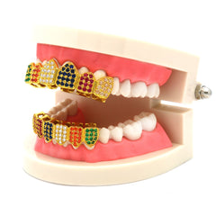 GRILLZ SET GOLD MULTI COLOR