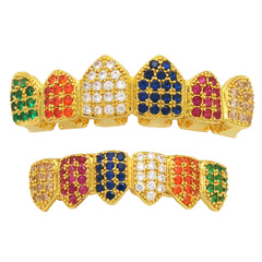 GRILLZ SET GOLD MULTI COLOR