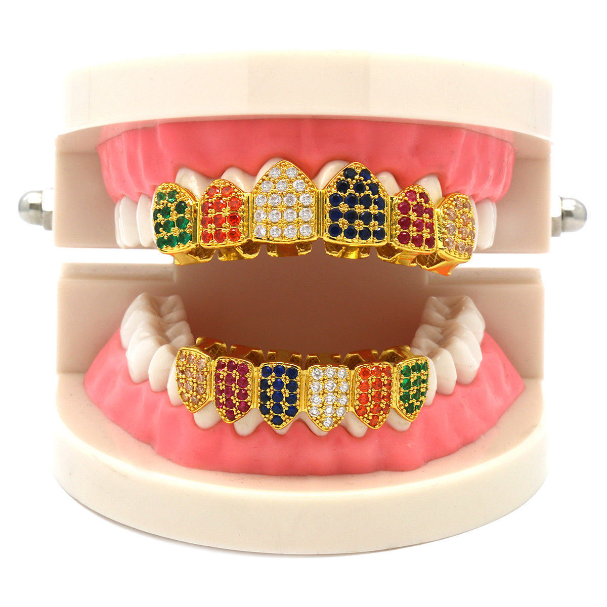 GRILLZ SET GOLD MULTI COLOR