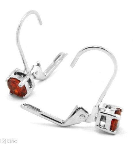 Silver Cz French Hook Drop Red Ruby
