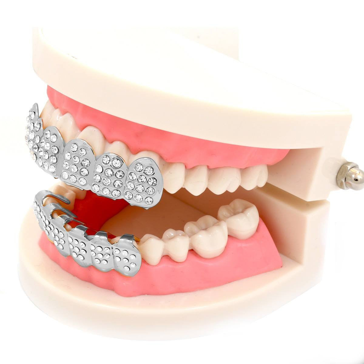 GRILLZ SET SILVER FULLY ICED KINGSTAR