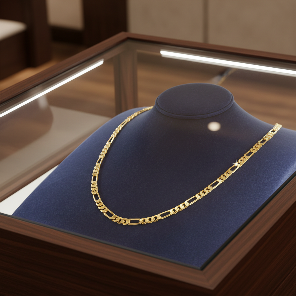 5 MM/24" FIGARO LINK CHAIN NECKLACE SLIM 14K REAL GOLD FILLED