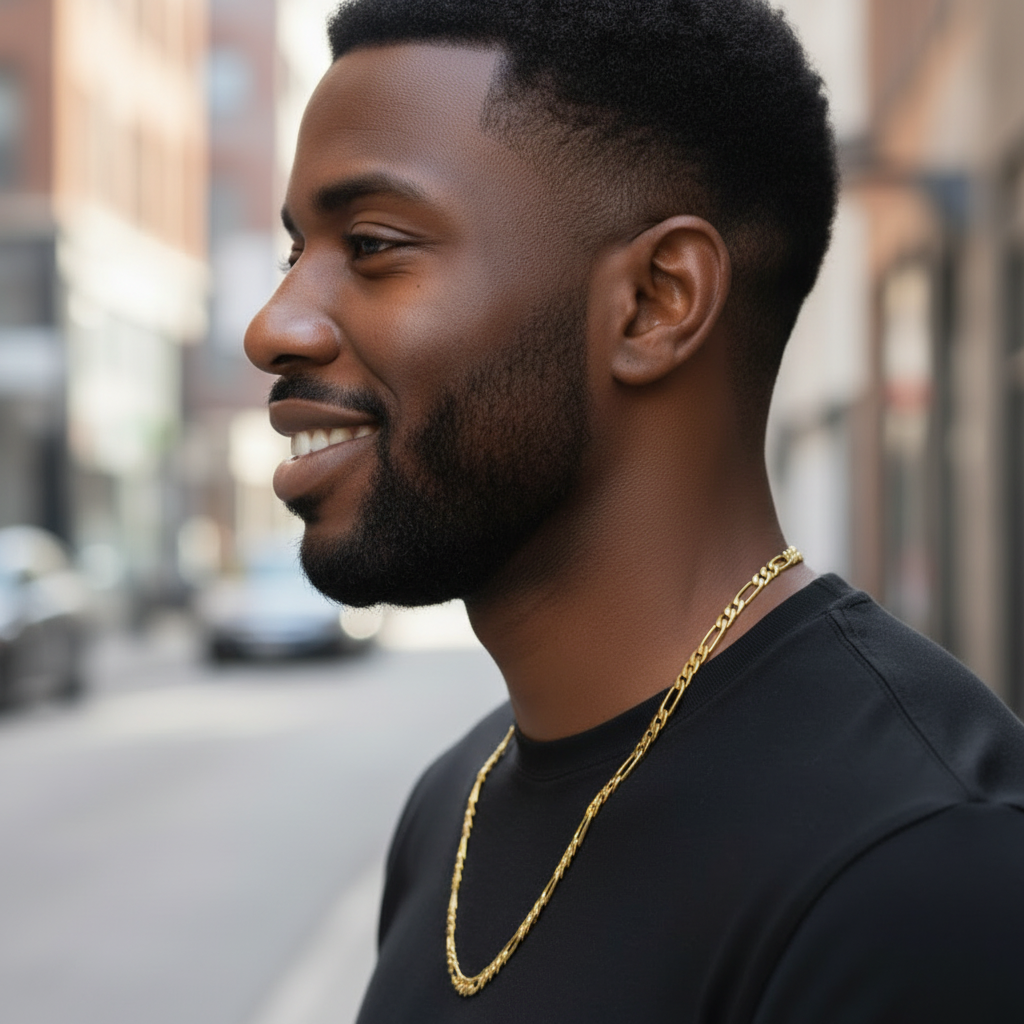 8 MM/24" FIGARO LINK CHAIN NECKLACE 14K REAL GOLD FILLED