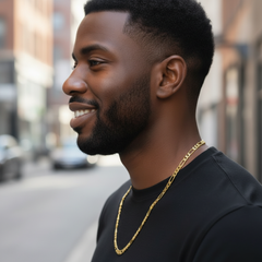 8 MM/24" FIGARO LINK CHAIN NECKLACE 14K REAL GOLD FILLED