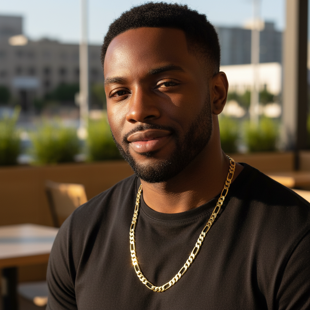 9 MM/24" FIGARO LINK CHAIN NECKLACE 14K REAL GOLD FILLED