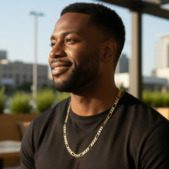 9 MM/24" FIGARO LINK CHAIN NECKLACE 14K REAL GOLD FILLED