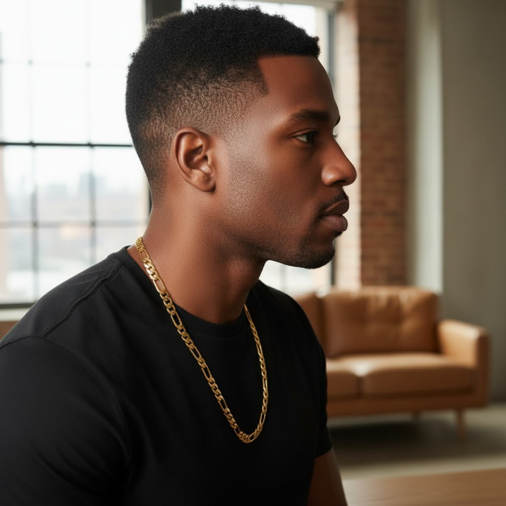 10 MM/24" FIGARO LINK CHAIN NECKLACE 14K REAL GOLD FILLED