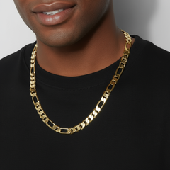 11 MM/24" FIGARO LINK CHAIN NECKLACE 14K REAL GOLD FILLED
