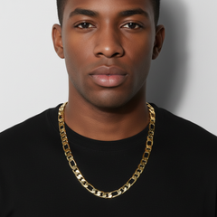 12 MM/24" FIGARO LINK CHAIN NECKLACE 14K REAL GOLD FILLED