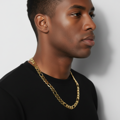 12 MM/24" FIGARO LINK CHAIN NECKLACE 14K REAL GOLD FILLED