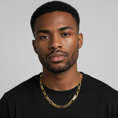 8 MM/20" FIGARO LINK CHAIN NECKLACE SLIM 14K REAL GOLD FILLED