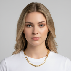 8 MM/20" FIGARO LINK CHAIN NECKLACE SLIM 14K REAL GOLD FILLED
