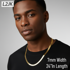 24" Herringbone Necklace 4mm-11mm