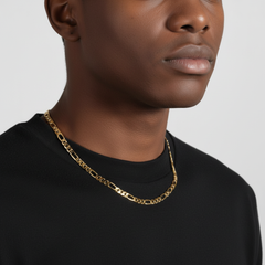 6 MM/18" FIGARO LINK CHAIN NECKLACE SLIM 14K REAL GOLD FILLED