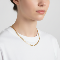 6 MM/18" FIGARO LINK CHAIN NECKLACE SLIM 14K REAL GOLD FILLED