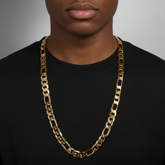 12 MM/30" FIGARO LINK CHAIN NECKLACE SLIM 14K REAL GOLD FILLED