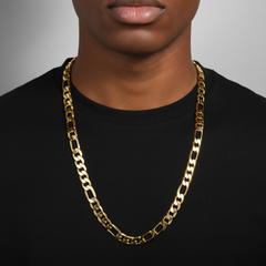 12 MM/30" FIGARO LINK CHAIN NECKLACE SLIM 14K REAL GOLD FILLED