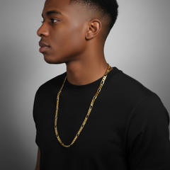 10 MM/30" FIGARO LINK CHAIN NECKLACE SLIM 14K REAL GOLD FILLED