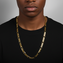 10 MM/30" FIGARO LINK CHAIN NECKLACE SLIM 14K REAL GOLD FILLED