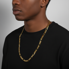 8 MM/30" FIGARO LINK CHAIN NECKLACE SLIM 14K REAL GOLD FILLED